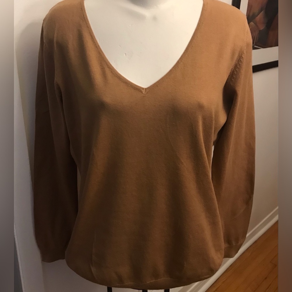 NEW ! H&M Caramel Coloured V-neck Sweater - Size Large